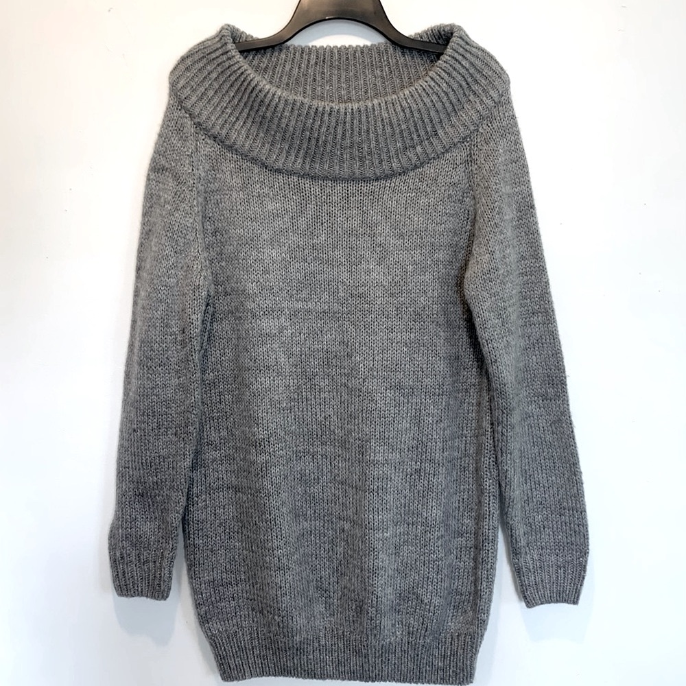 Lulus Chunky Off Shoulder Cowl Tunic Sweater Medium